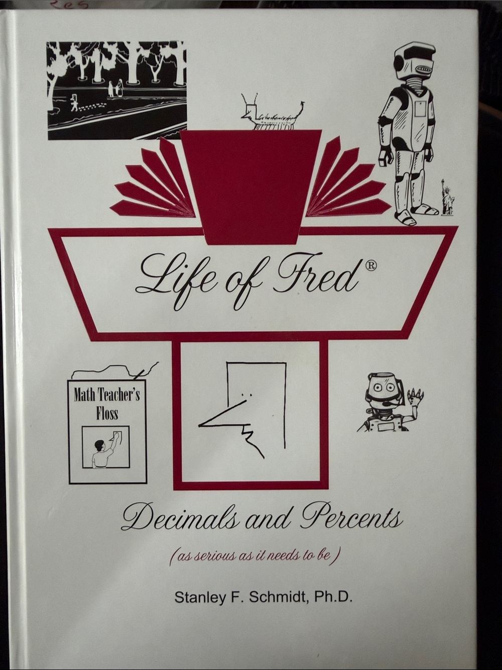 Decimals and Percents Book - White with Maroon Accents